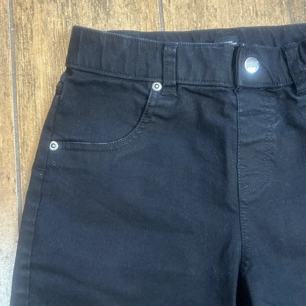 Hue Black Raw Edge Stretch Cotton Bermuda Shorts Size XS